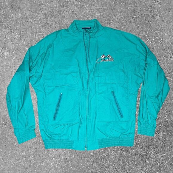 American Vintage 80s Corvette Club Teal Jacket Large - Picture 1 of 5